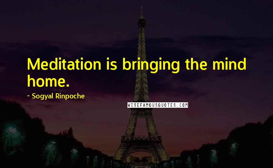 Sogyal Rinpoche Quotes: Meditation is bringing the mind home.