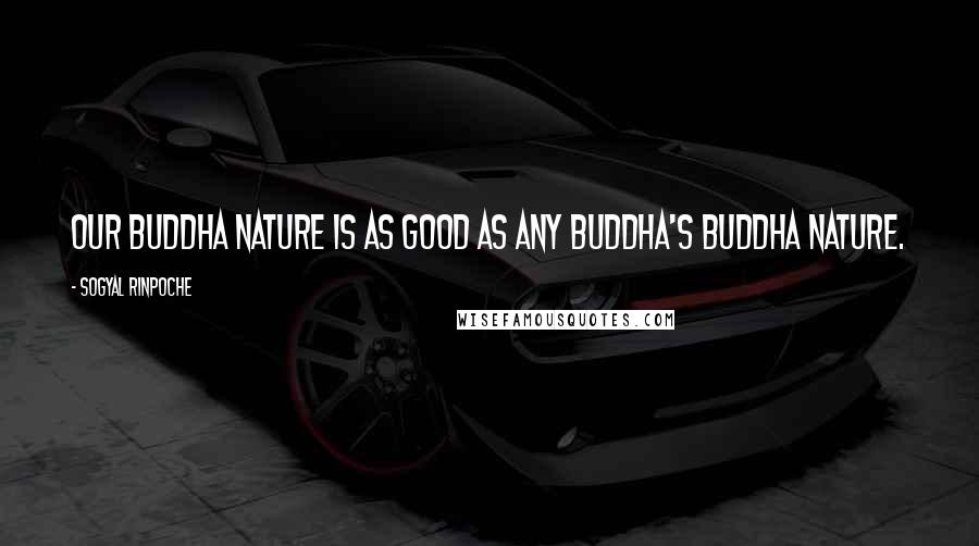 Sogyal Rinpoche Quotes: Our buddha nature is as good as any buddha's buddha nature.