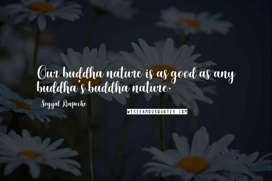 Sogyal Rinpoche Quotes: Our buddha nature is as good as any buddha's buddha nature.