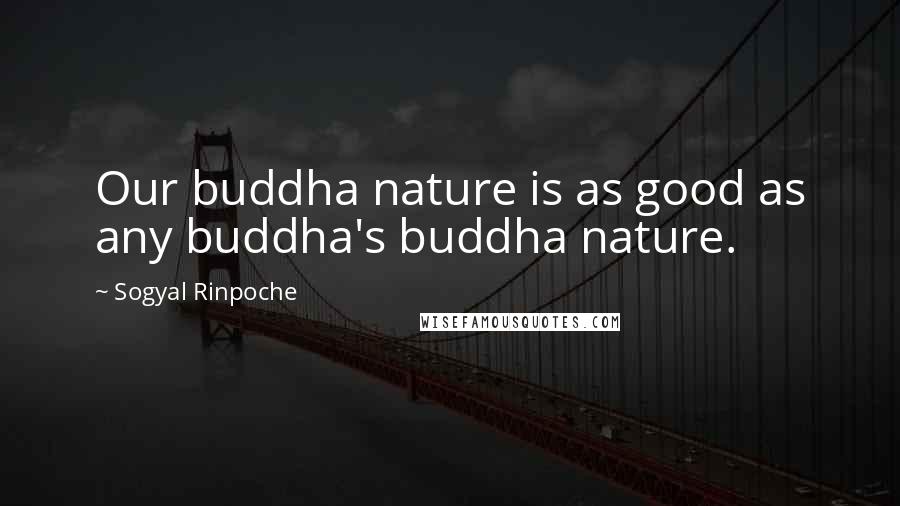 Sogyal Rinpoche Quotes: Our buddha nature is as good as any buddha's buddha nature.