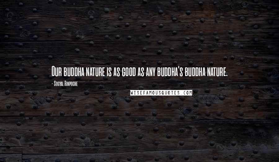 Sogyal Rinpoche Quotes: Our buddha nature is as good as any buddha's buddha nature.