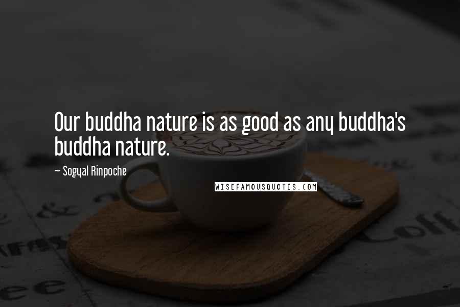 Sogyal Rinpoche Quotes: Our buddha nature is as good as any buddha's buddha nature.