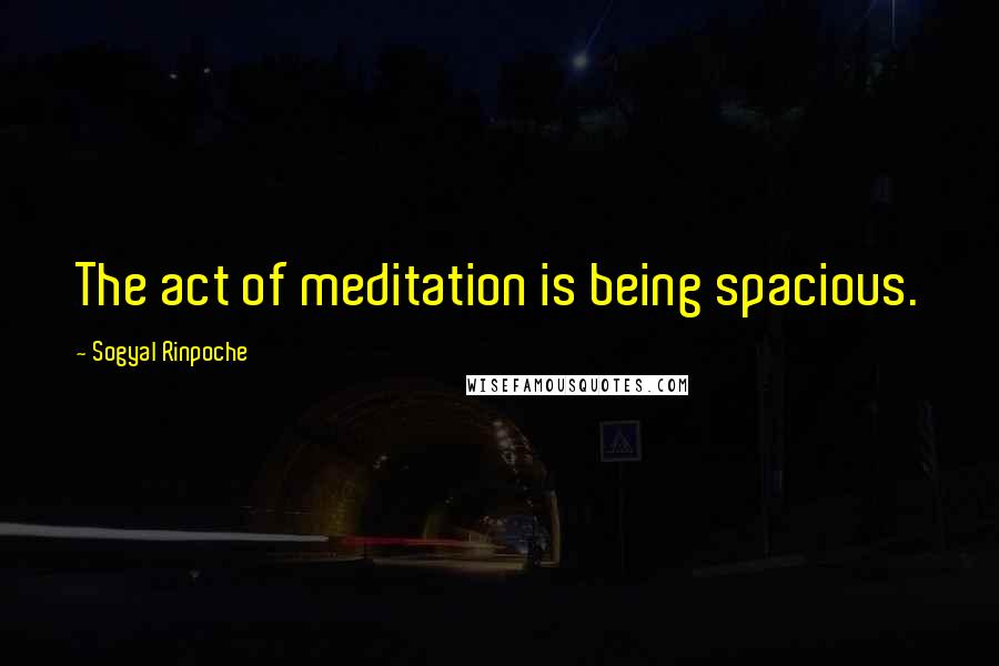 Sogyal Rinpoche Quotes: The act of meditation is being spacious.