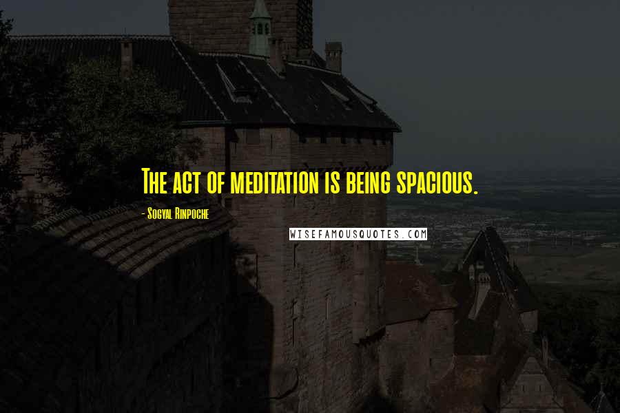 Sogyal Rinpoche Quotes: The act of meditation is being spacious.