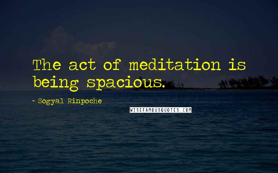 Sogyal Rinpoche Quotes: The act of meditation is being spacious.