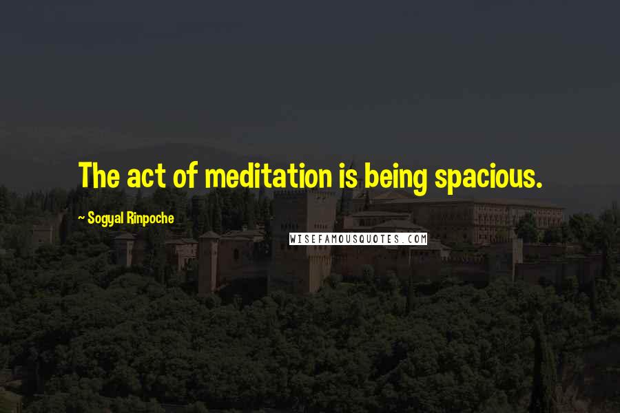 Sogyal Rinpoche Quotes: The act of meditation is being spacious.