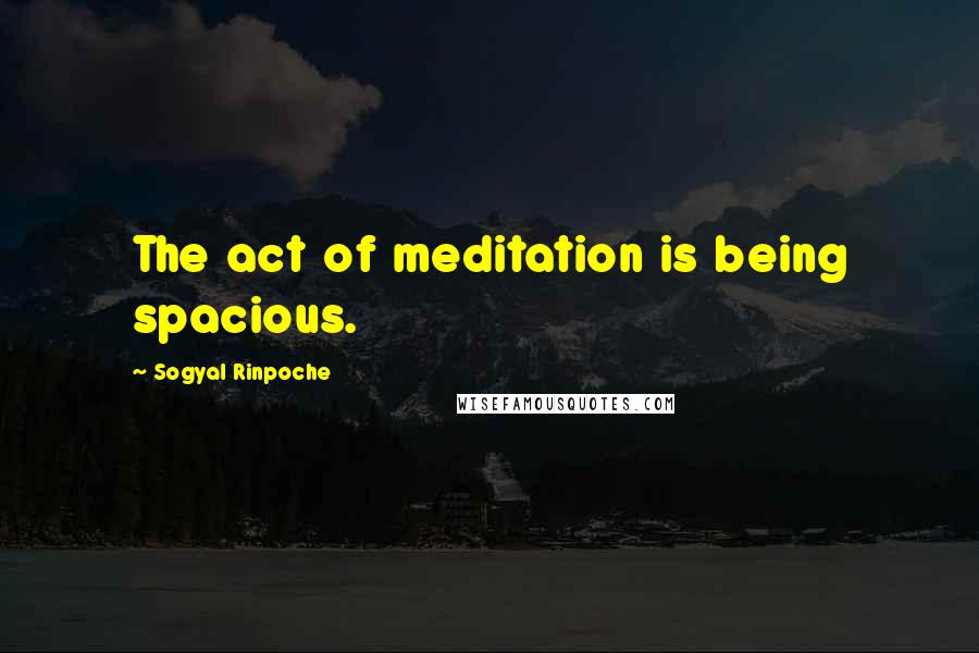 Sogyal Rinpoche Quotes: The act of meditation is being spacious.