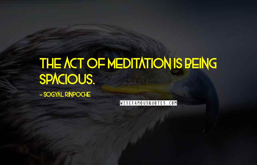 Sogyal Rinpoche Quotes: The act of meditation is being spacious.
