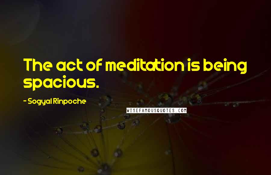 Sogyal Rinpoche Quotes: The act of meditation is being spacious.