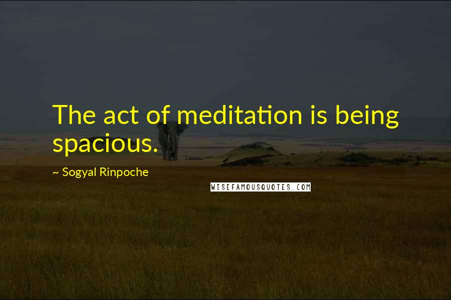 Sogyal Rinpoche Quotes: The act of meditation is being spacious.