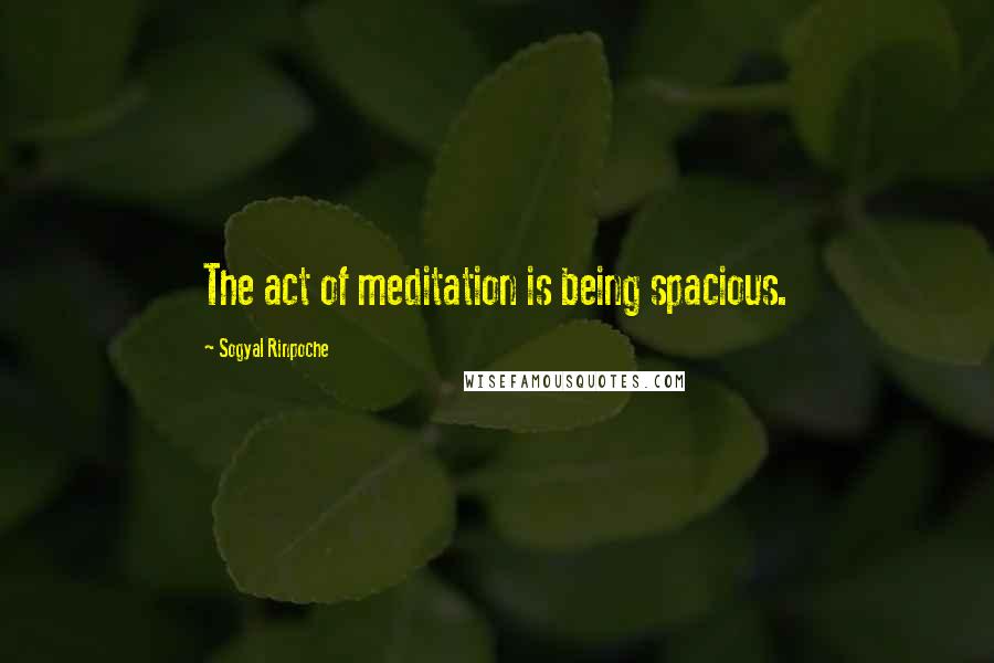 Sogyal Rinpoche Quotes: The act of meditation is being spacious.