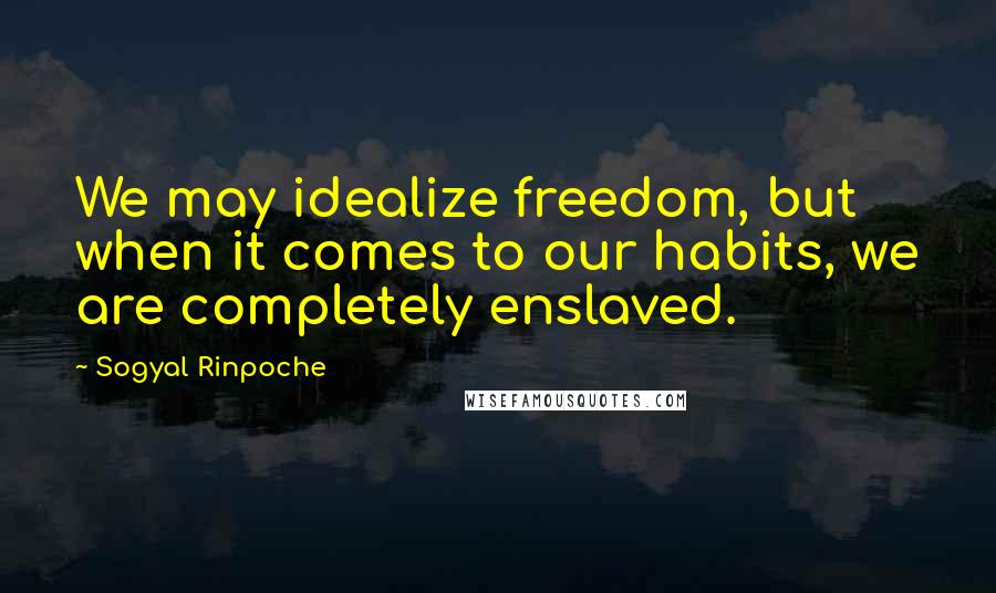 Sogyal Rinpoche Quotes: We may idealize freedom, but when it comes to our habits, we are completely enslaved.