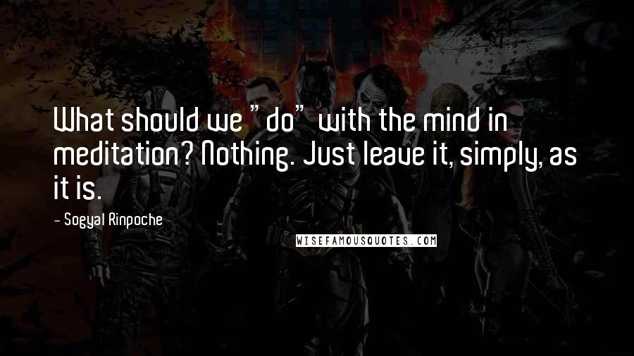 Sogyal Rinpoche Quotes: What should we "do" with the mind in meditation? Nothing. Just leave it, simply, as it is.