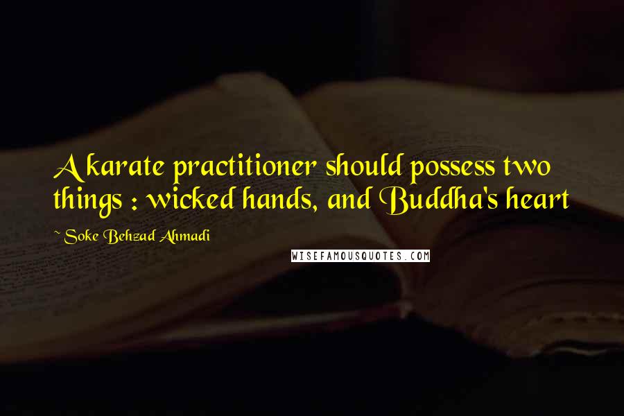 Soke Behzad Ahmadi Quotes: A karate practitioner should possess two things : wicked hands, and Buddha's heart