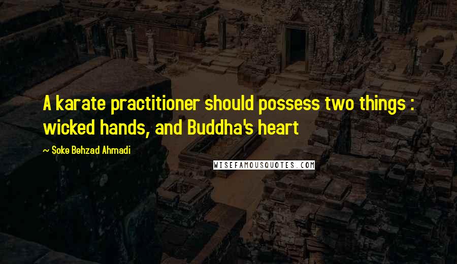 Soke Behzad Ahmadi Quotes: A karate practitioner should possess two things : wicked hands, and Buddha's heart