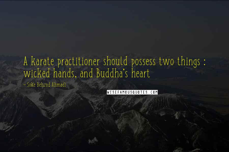 Soke Behzad Ahmadi Quotes: A karate practitioner should possess two things : wicked hands, and Buddha's heart