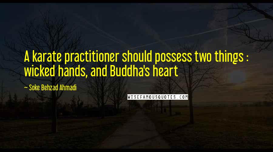 Soke Behzad Ahmadi Quotes: A karate practitioner should possess two things : wicked hands, and Buddha's heart