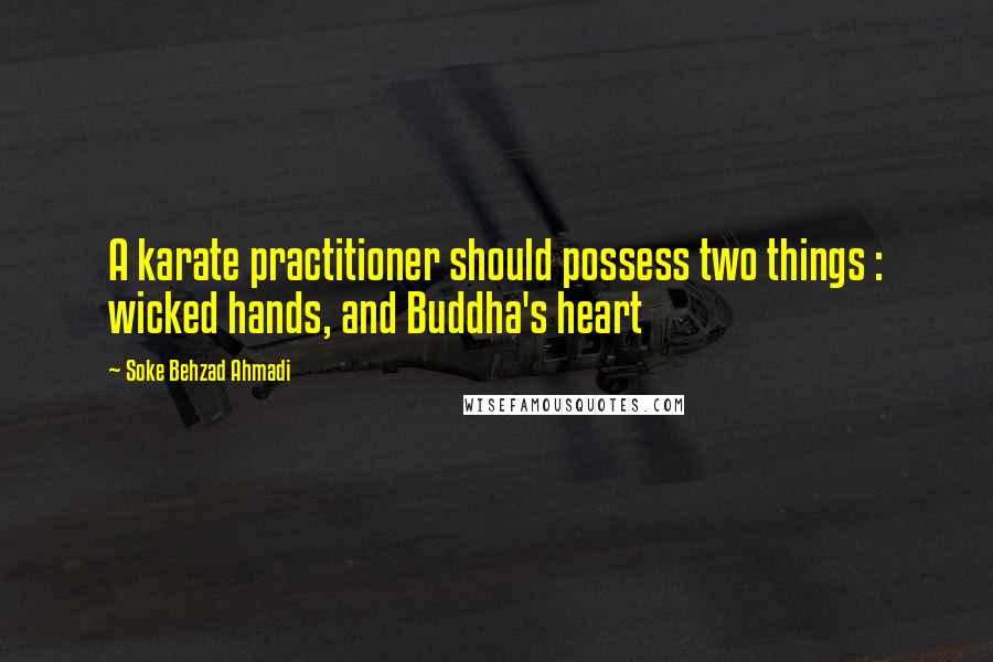 Soke Behzad Ahmadi Quotes: A karate practitioner should possess two things : wicked hands, and Buddha's heart