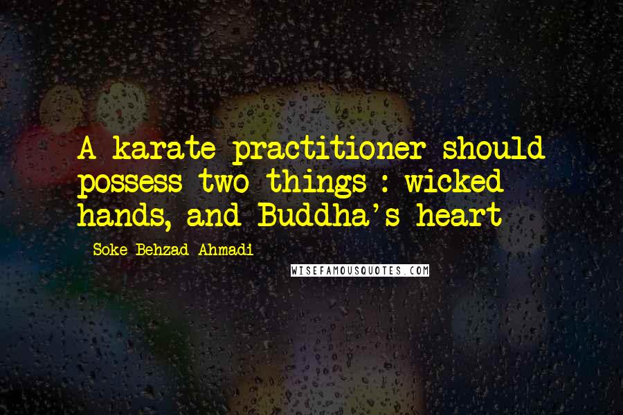 Soke Behzad Ahmadi Quotes: A karate practitioner should possess two things : wicked hands, and Buddha's heart