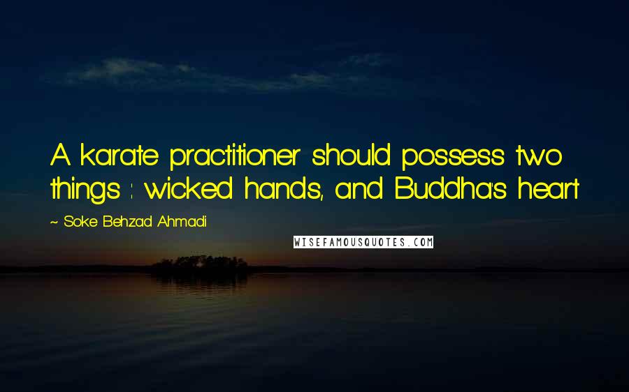 Soke Behzad Ahmadi Quotes: A karate practitioner should possess two things : wicked hands, and Buddha's heart