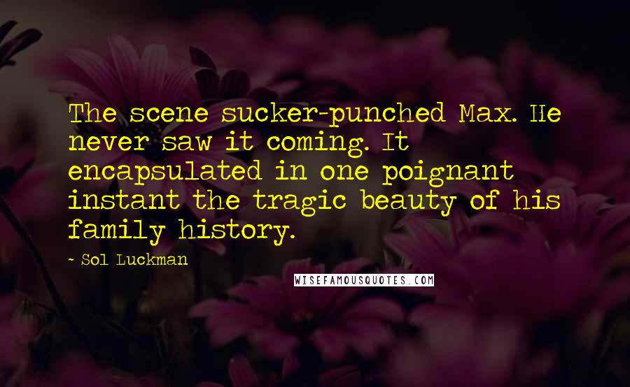 Sol Luckman Quotes: The scene sucker-punched Max. He never saw it coming. It encapsulated in one poignant instant the tragic beauty of his family history.