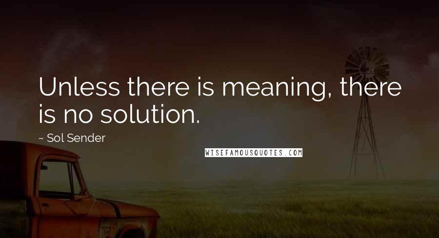 Sol Sender Quotes: Unless there is meaning, there is no solution.