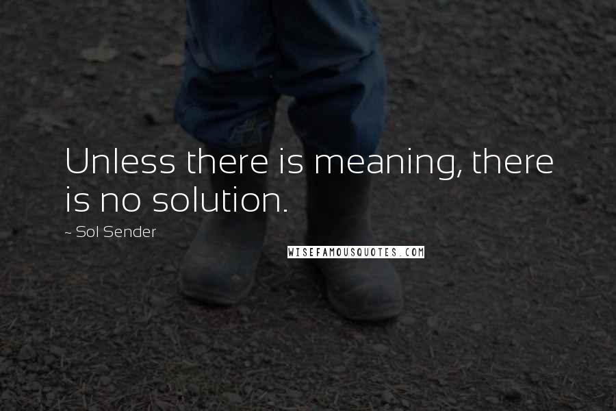 Sol Sender Quotes: Unless there is meaning, there is no solution.