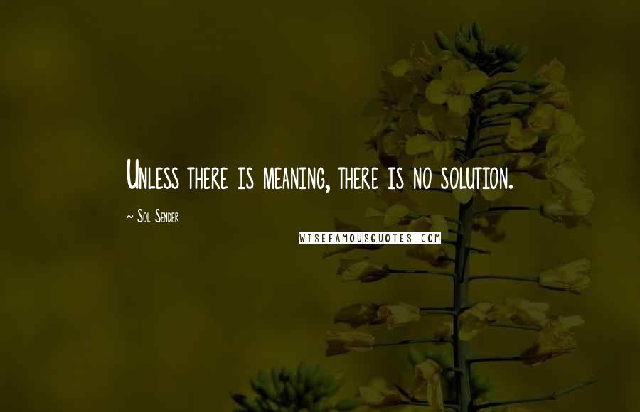 Sol Sender Quotes: Unless there is meaning, there is no solution.