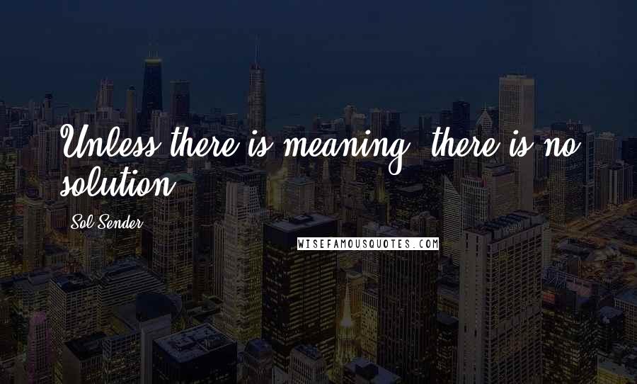 Sol Sender Quotes: Unless there is meaning, there is no solution.