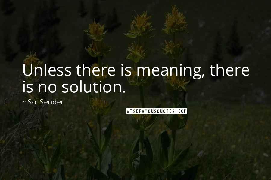 Sol Sender Quotes: Unless there is meaning, there is no solution.