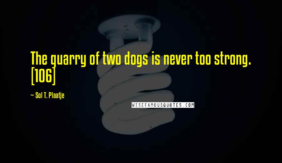 Sol T. Plaatje Quotes: The quarry of two dogs is never too strong. [106]