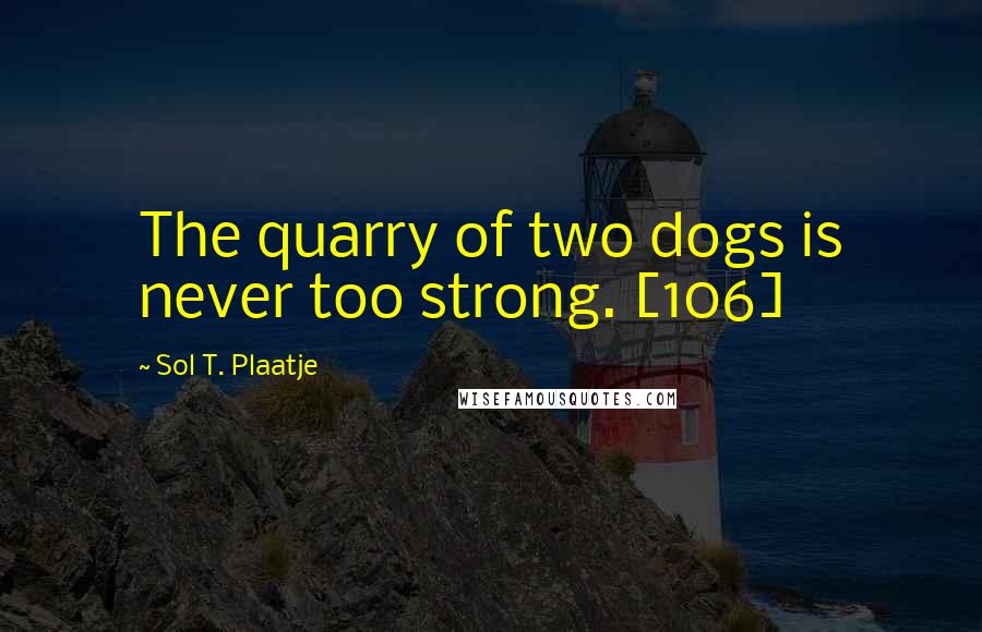 Sol T. Plaatje Quotes: The quarry of two dogs is never too strong. [106]