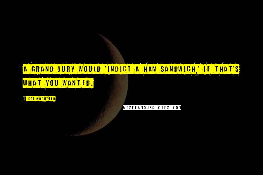 Sol Wachtler Quotes: A grand jury would 'indict a ham sandwich,' if that's what you wanted.