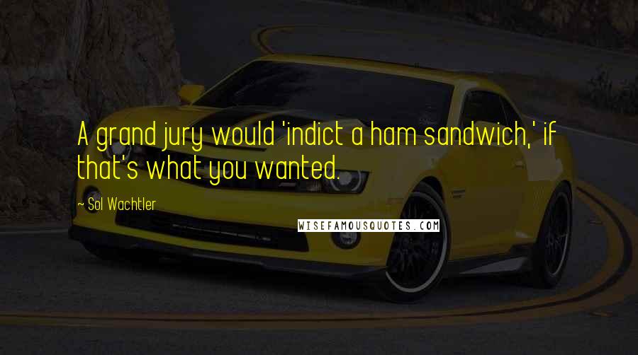 Sol Wachtler Quotes: A grand jury would 'indict a ham sandwich,' if that's what you wanted.