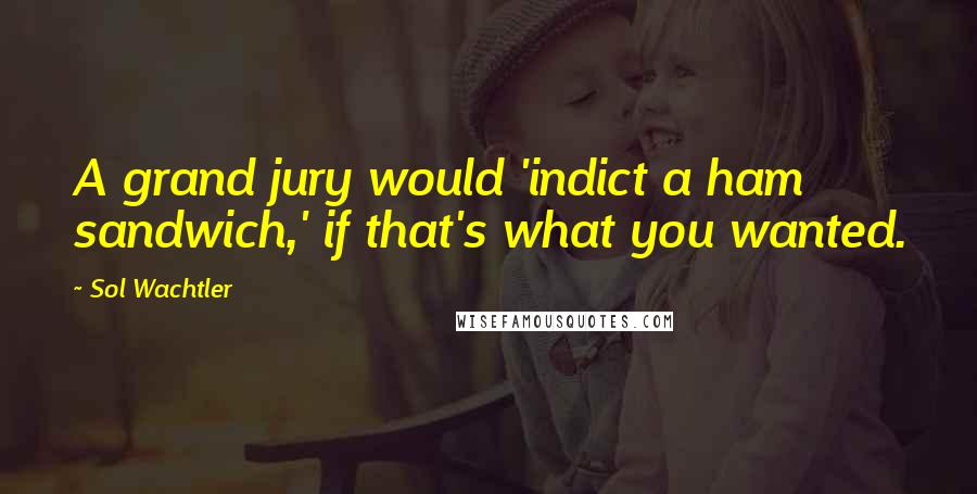 Sol Wachtler Quotes: A grand jury would 'indict a ham sandwich,' if that's what you wanted.