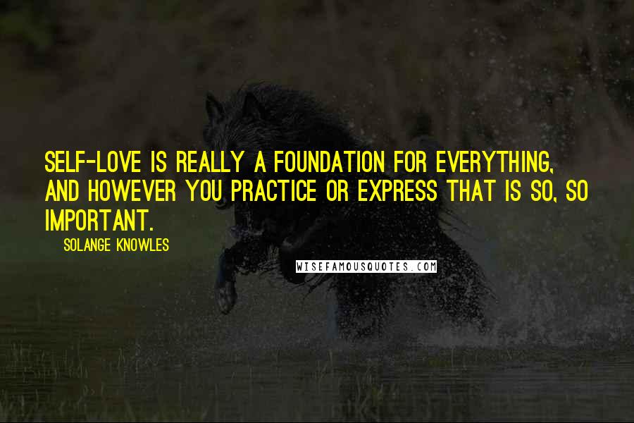 Solange Knowles Quotes: Self-love is really a foundation for everything, and however you practice or express that is so, so important.