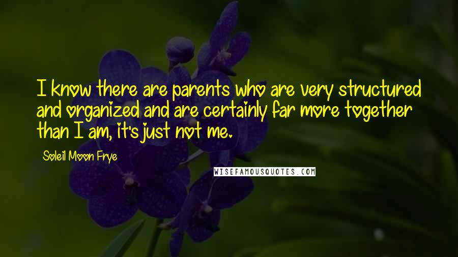 Soleil Moon Frye Quotes: I know there are parents who are very structured and organized and are certainly far more together than I am, it's just not me.