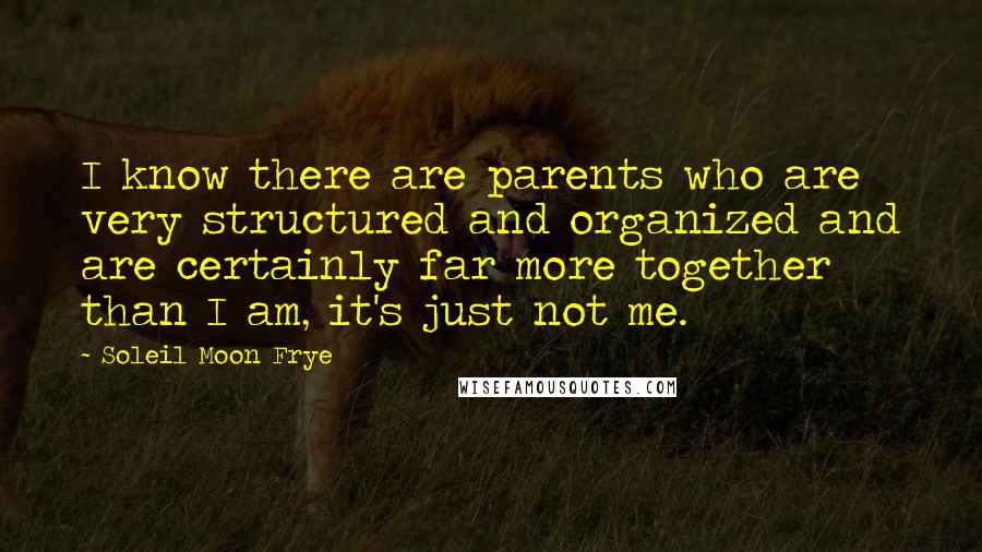 Soleil Moon Frye Quotes: I know there are parents who are very structured and organized and are certainly far more together than I am, it's just not me.