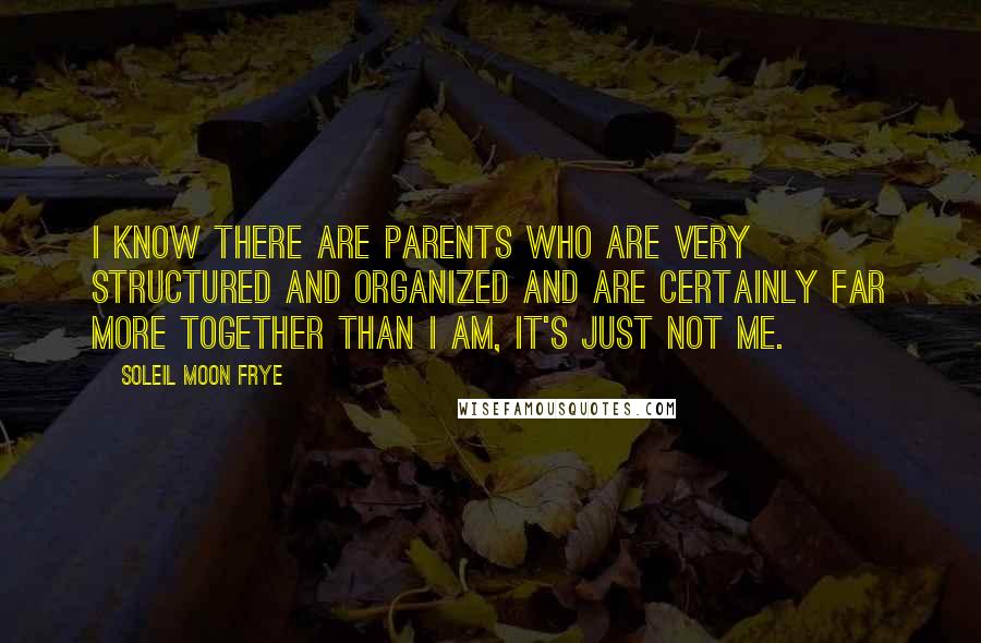 Soleil Moon Frye Quotes: I know there are parents who are very structured and organized and are certainly far more together than I am, it's just not me.