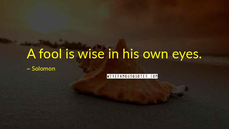 Solomon Quotes: A fool is wise in his own eyes.