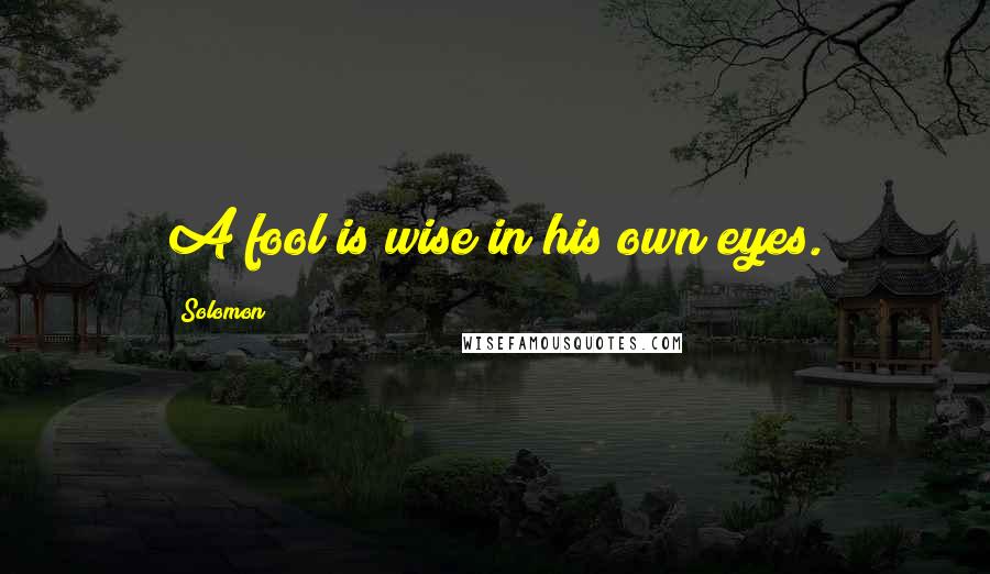 Solomon Quotes: A fool is wise in his own eyes.