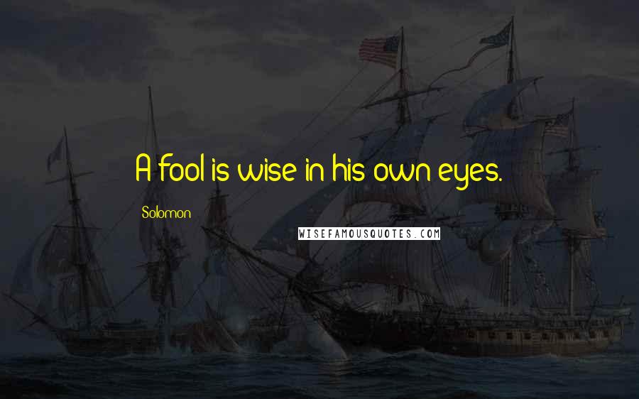 Solomon Quotes: A fool is wise in his own eyes.