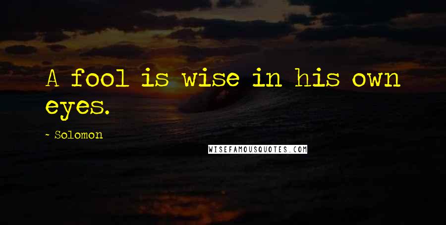 Solomon Quotes: A fool is wise in his own eyes.