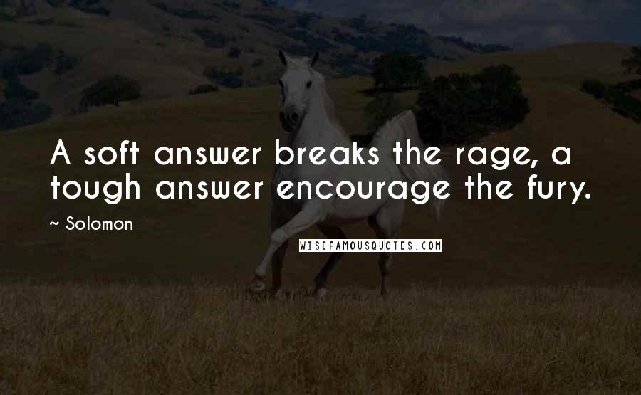 Solomon Quotes: A soft answer breaks the rage, a tough answer encourage the fury.