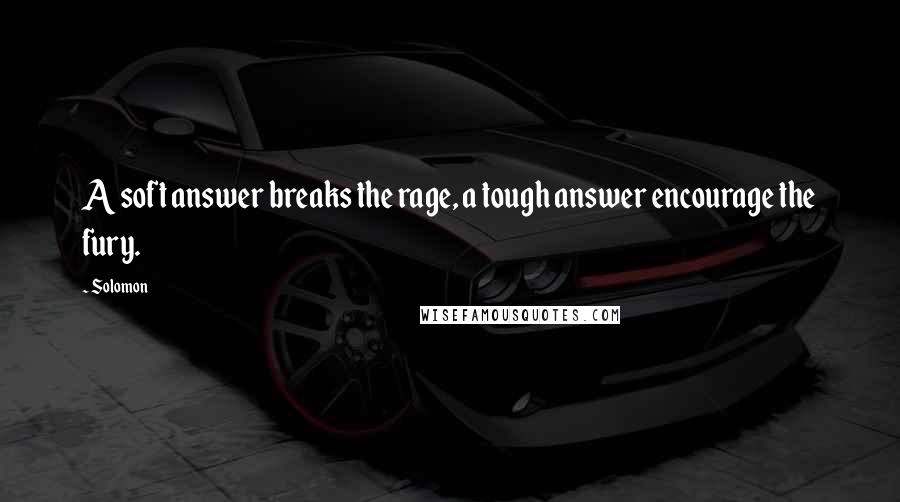 Solomon Quotes: A soft answer breaks the rage, a tough answer encourage the fury.