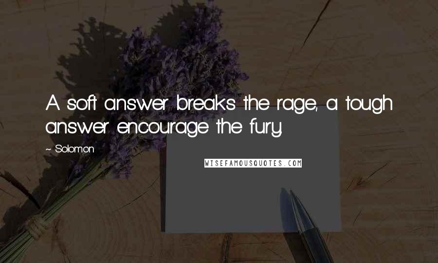 Solomon Quotes: A soft answer breaks the rage, a tough answer encourage the fury.