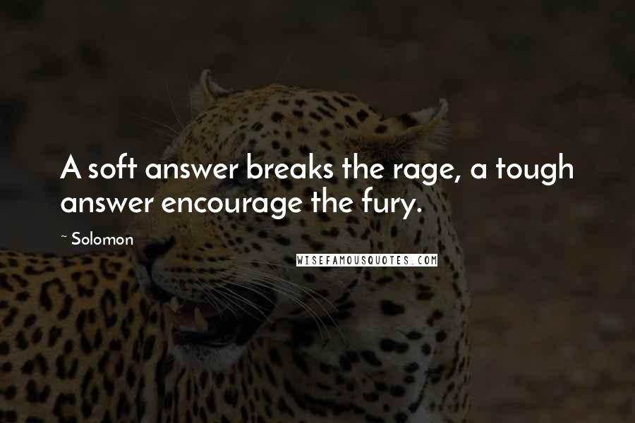 Solomon Quotes: A soft answer breaks the rage, a tough answer encourage the fury.