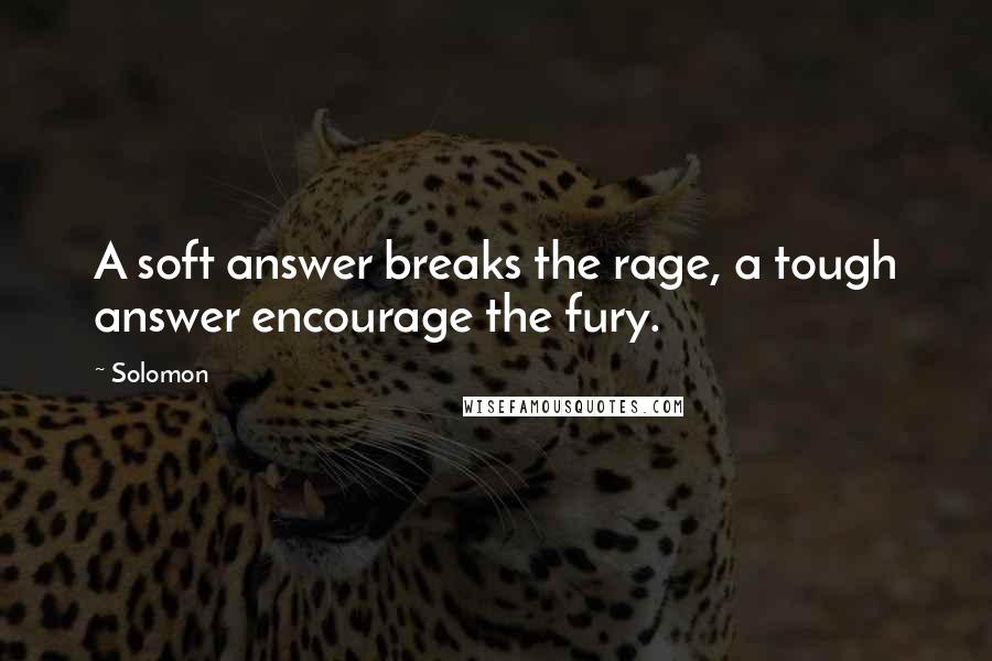 Solomon Quotes: A soft answer breaks the rage, a tough answer encourage the fury.