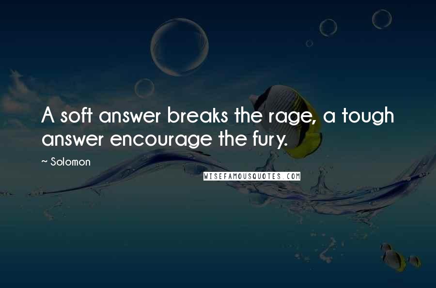 Solomon Quotes: A soft answer breaks the rage, a tough answer encourage the fury.