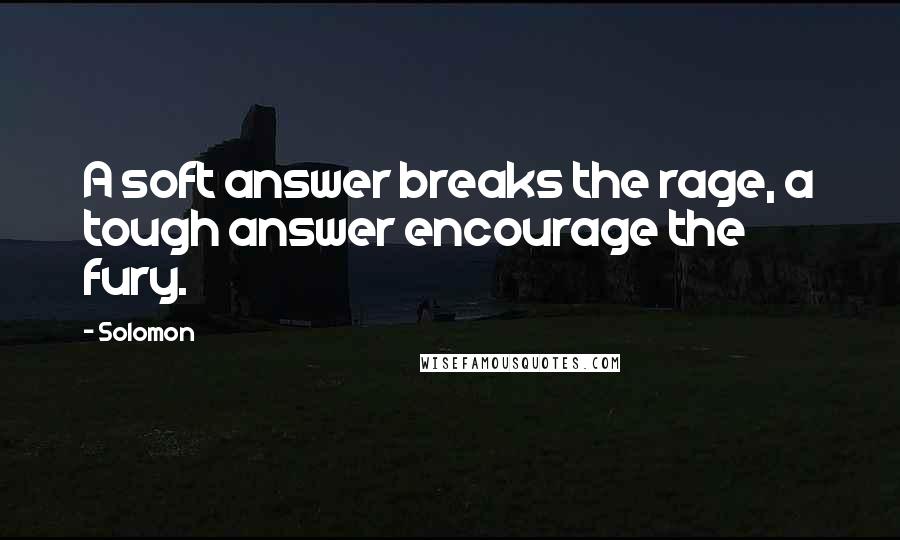 Solomon Quotes: A soft answer breaks the rage, a tough answer encourage the fury.